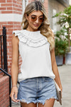 Ruffled Round Neck Sleeveless Blouse