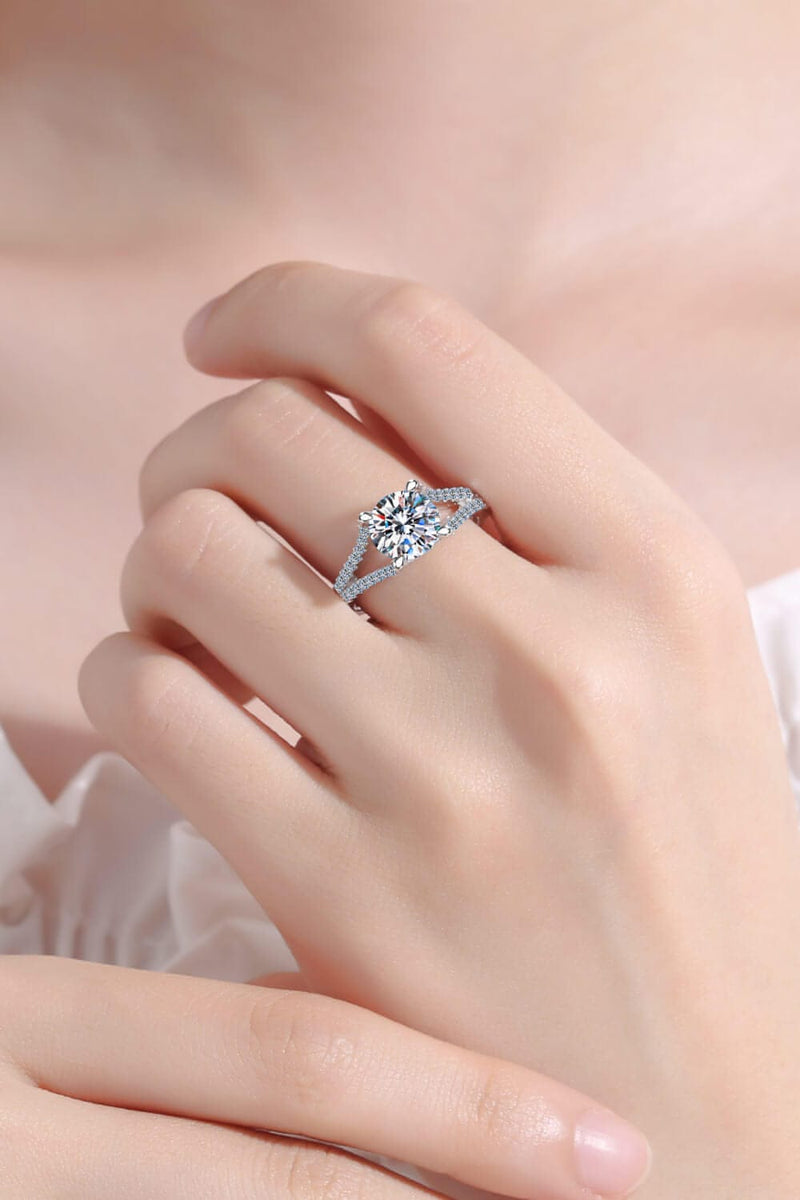 Stylish Moissanite Sterling Silver Ring