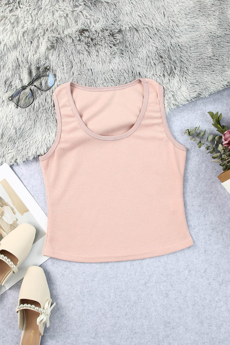 Waffle-Knit Scoop Neck Tank Top