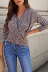 V Neck Wrap Front Knitted Top