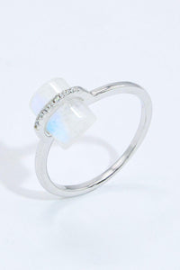 Natural Moonstone Platinum-Plated Ring