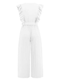 Ruffled Surplice Cap Sleeve Jumpsuit