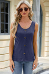 Decorative Button Round Neck Tank