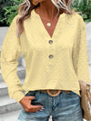 Eyelet Notched Long Sleeve T-Shirt