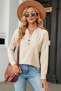 Notched Long Sleeve T-Shirt