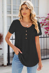 Eyelet Quarter Button Short Sleeve T-Shirt