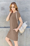 Basic Bae Full Size Round Neck Short Sleeve Dress with Pockets