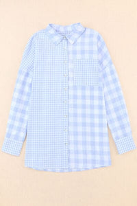 Pocketed Plaid Dropped Shoulder Shirt