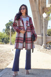 Double Take Full Size Plaid Button Up Lapel Collar Coat