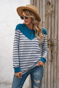 Striped Round Neck Long Sleeve T-Shirt