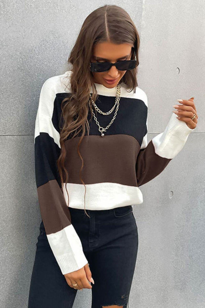 Longing For Fall Color Block Sweater