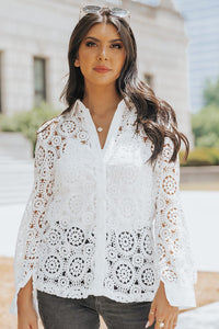 Button-Up Lace Collared Shirt