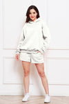 Drop Shoulder Long Sleeve Hoodie and Shorts Set