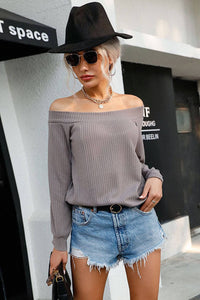 Off-Shoulder Waffle Knit Top