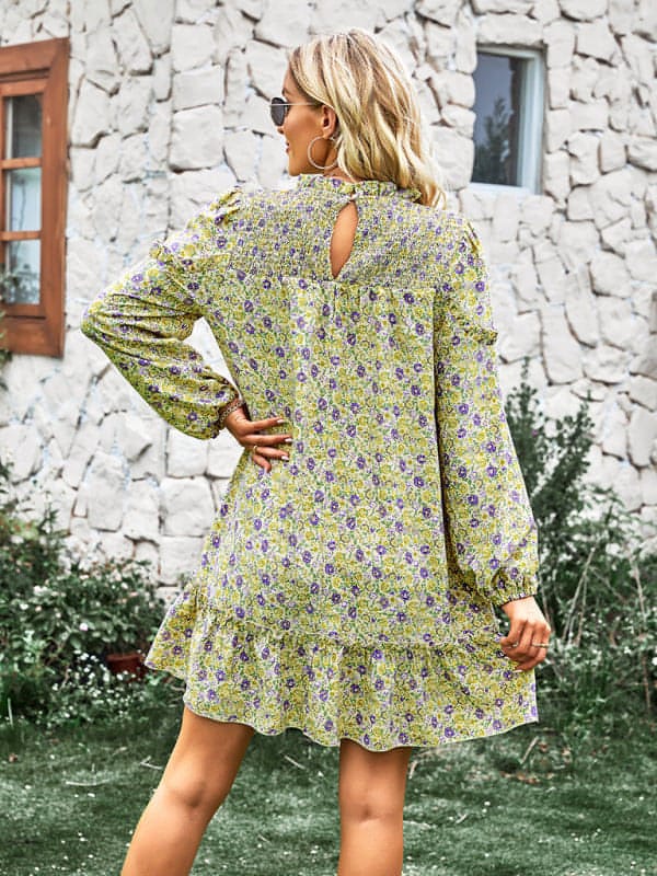 Women's fashion waist reduction holiday loose Floral Dress