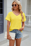 Eyelet V-Neck Short Sleeve T-Shirt