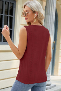 Eyelet Crisscross V-Neck Tank