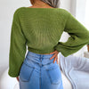 Tie-Front Rib-Knit Cropped Sweater