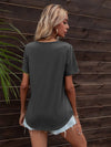 Glitter V-Neck Short Sleeve Tee Shirt