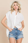 Culture Code Eyelet Crisscross Back Button Up Shirt