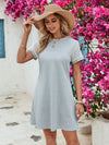 Openwork Round Neck Short Sleeve Dress