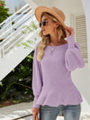 （No）Ribbed Round Neck Lantern Sleeve Sweater