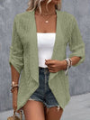 Eyelet Roll-Tab Sleeve Cardigan