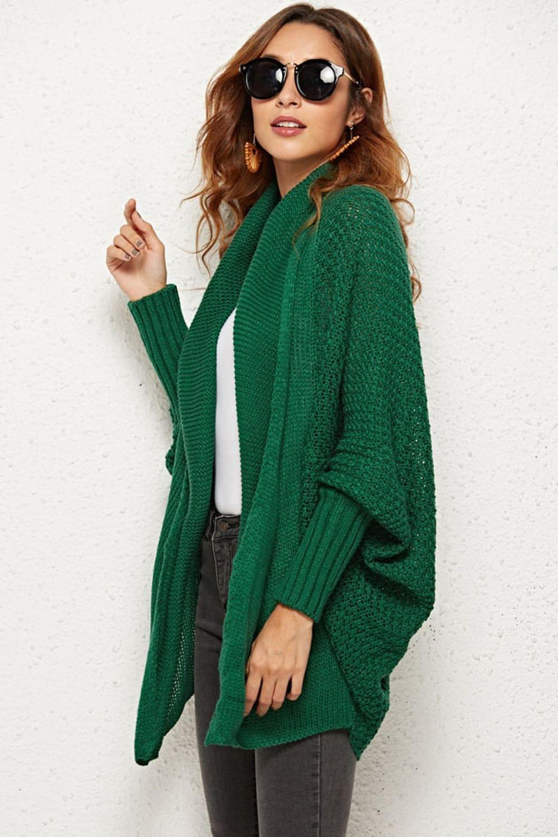 Open Front Dolman Sleeve Longline Cardigan