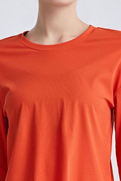 Round Neck Dropped Shoulder Active T-Shirt