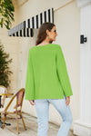 Drop Shoulder V-Neck Knit Pullover