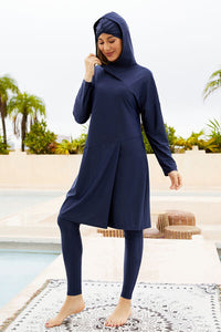 Cap, Long Sleeve Hooded Top and Pants Swim Set