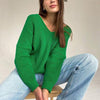 V-Neck Dropped Shoulder Long Sleeve Sweater