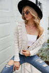 Open Front Cuffed Cropped Cardigan