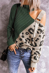 Leopard Block Turtleneck Sweater