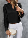 Notched Long Sleeve Blouse