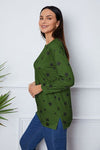 Star Print Round Neck Dropped Shoulder Sweatshirt