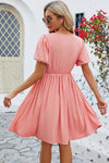 V-Neck Balloon Short Sleeve Dress