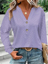 Eyelet Notched Long Sleeve T-Shirt