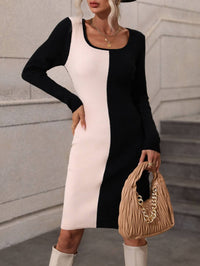 Contrast Slit Sweater Dress