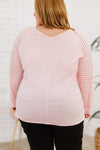 Plus Size Sheer Striped Sleeve V-Neck Top