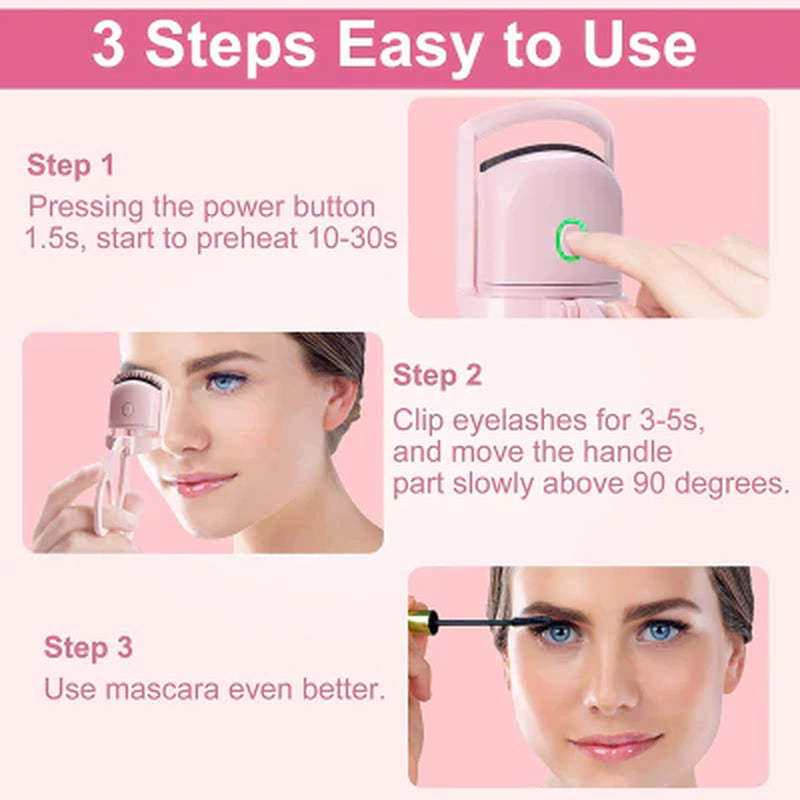 Professional Electric Eyelash Curler Kit for Long-Lasting, Perfectly Defined Lashes - Lightweight, Essential Makeup Tool