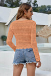 Drawstring Ruched Openwork Sweater