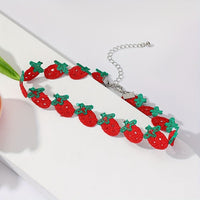 Cute Embroidery Strawberry Design Choker Elegant Simple Style Adorable Female Gift Daily Casual