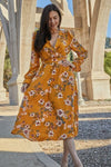 Double Take Full Size Floral Tie Back Flounce Sleeve Dress