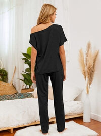 Round Neck Top and Pants Lounge Set