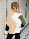 Color Block Round Neck Dropped Shoulder Sweater