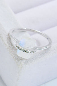 Natural Moonstone Platinum-Plated Ring