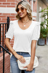 Round Neck Ruffle Trim Short Sleeve T-Shirt