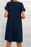 Scoop Neck Short Sleeve Pocket Dress