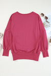 Slit Exposed Seam Round Neck Sweatshirt